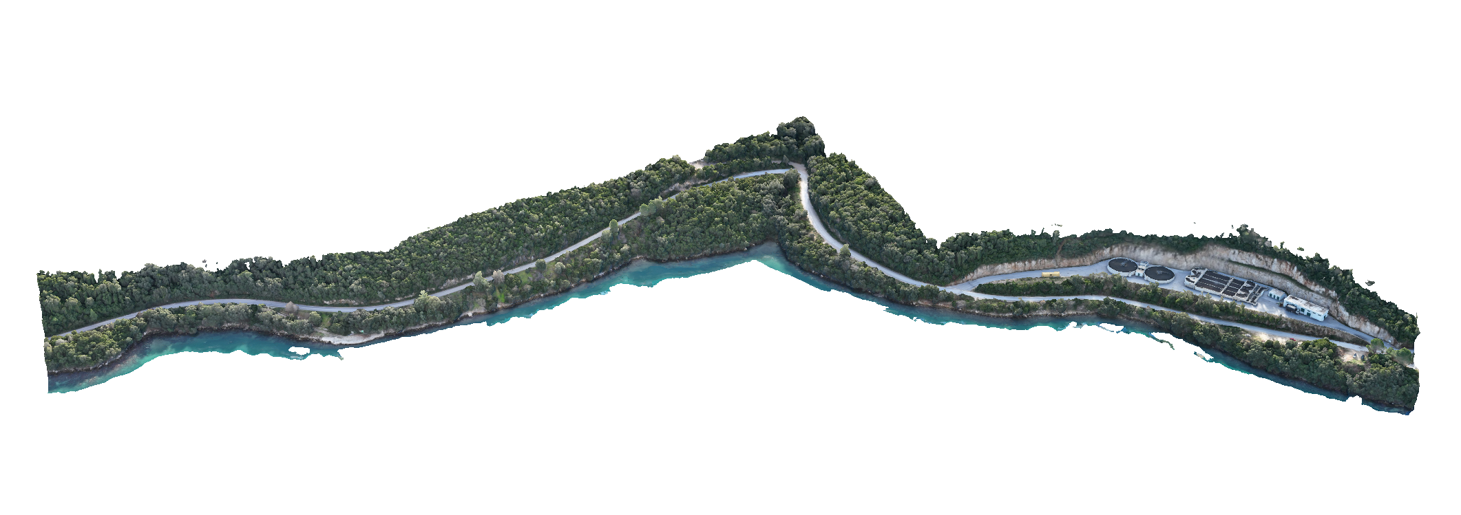 Topo-Drone_UAV Drone Mapping for Coastal Access Road – Wastewater Treatment Facility Hgoumenitsas